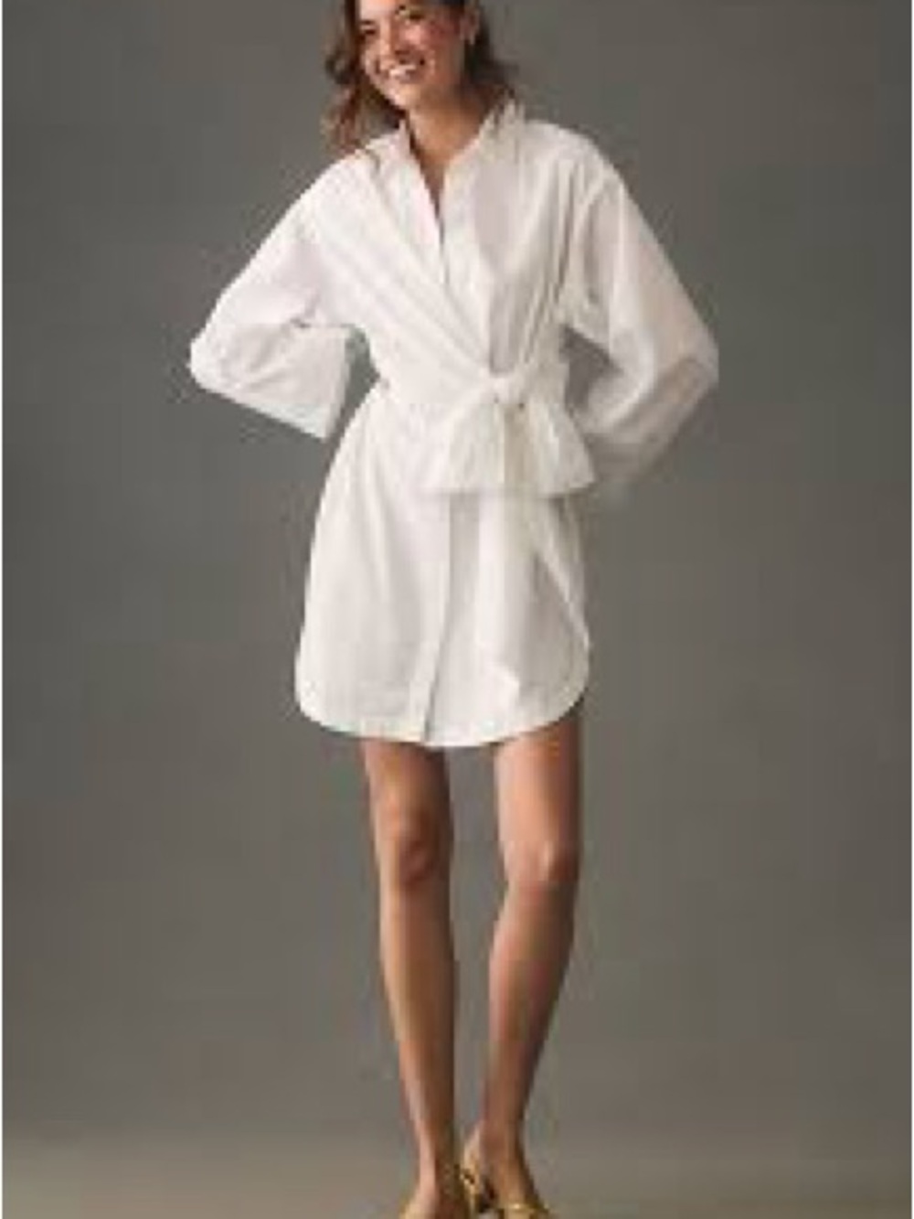 Anthropologie White Tie-Waist Robe Shirt